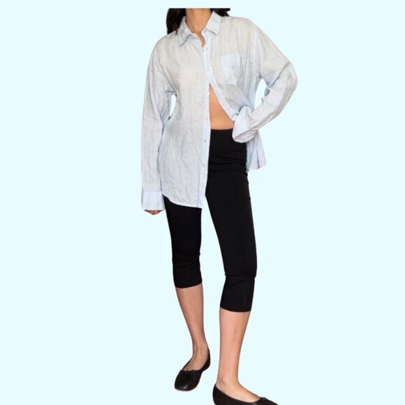 Fabindia 100% Linen Button-Up Shirt | Light Blue Long Sleeve Premium Fit Size 40 - Picture 2 of 3